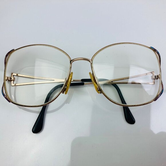 Vintage Marcolin Eyeglass Frames Only 56-16-130 Italy Gold / Purple Blue 80s - Picture 2 of 10